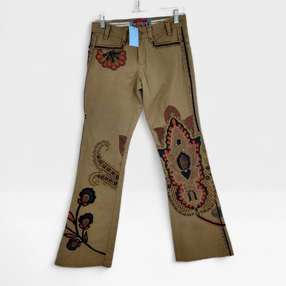 NWT BIYA Johnny Was Two Ten Ten Five Embroidered Studded Flare Bootcut Jeans 4 - Picture 2 of 13